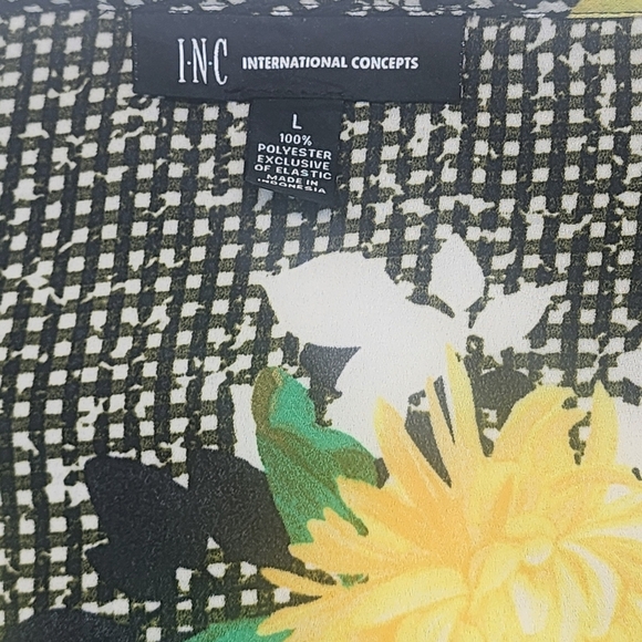 I.N.C (International Concepts) Floral Black/Yellow Long Sleeve Blouse Size Large - Picture 5 of 10